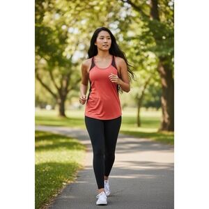 Athleta Energy Tank Top Women's Small Orange Blue Racerback Yoga Workout Active